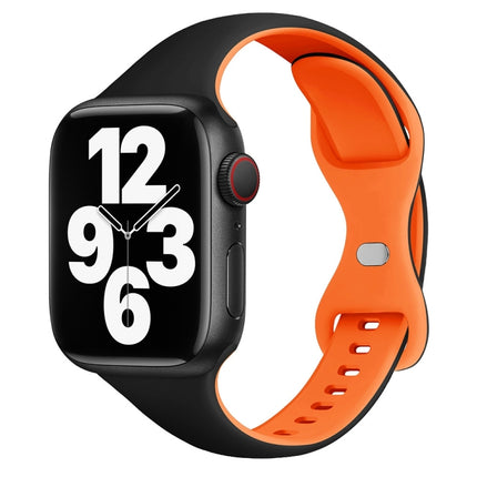 Two Color Slim Butterfly Buckle Silicone Watch Band, For Apple Watch Series 5 44mm, For Apple Watch Series 5 40mm, For Apple Watch Series 4 44mm, For Apple Watch Series 4 40mm, For Apple Watch Series 3 38mm, For Apple Watch Series 3 42mm - DealBuddy