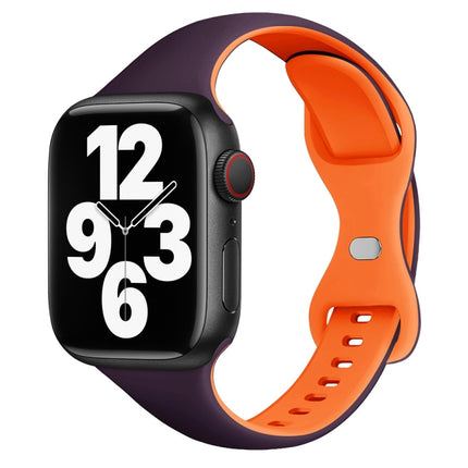 Two Color Slim Butterfly Buckle Silicone Watch Band, For Apple Watch Series 5 44mm, For Apple Watch Series 5 40mm, For Apple Watch Series 4 44mm, For Apple Watch Series 4 40mm, For Apple Watch Series 3 38mm, For Apple Watch Series 3 42mm - DealBuddy