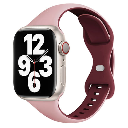 Two Color Slim Butterfly Buckle Silicone Watch Band, For Apple Watch Series 5 44mm, For Apple Watch Series 5 40mm, For Apple Watch Series 4 44mm, For Apple Watch Series 4 40mm, For Apple Watch Series 3 38mm, For Apple Watch Series 3 42mm - DealBuddy