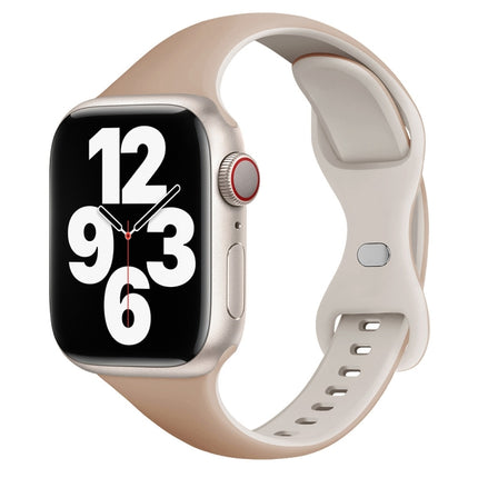 Two Color Slim Butterfly Buckle Silicone Watch Band, For Apple Watch Series 5 44mm, For Apple Watch Series 5 40mm, For Apple Watch Series 4 44mm, For Apple Watch Series 4 40mm, For Apple Watch Series 3 38mm, For Apple Watch Series 3 42mm - DealBuddy
