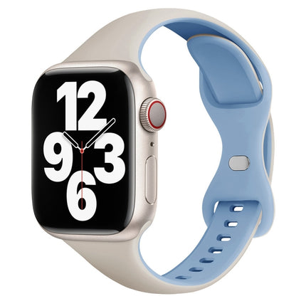 Two Color Slim Butterfly Buckle Silicone Watch Band, For Apple Watch Series 5 44mm, For Apple Watch Series 5 40mm, For Apple Watch Series 4 44mm, For Apple Watch Series 4 40mm, For Apple Watch Series 3 38mm, For Apple Watch Series 3 42mm - DealBuddy