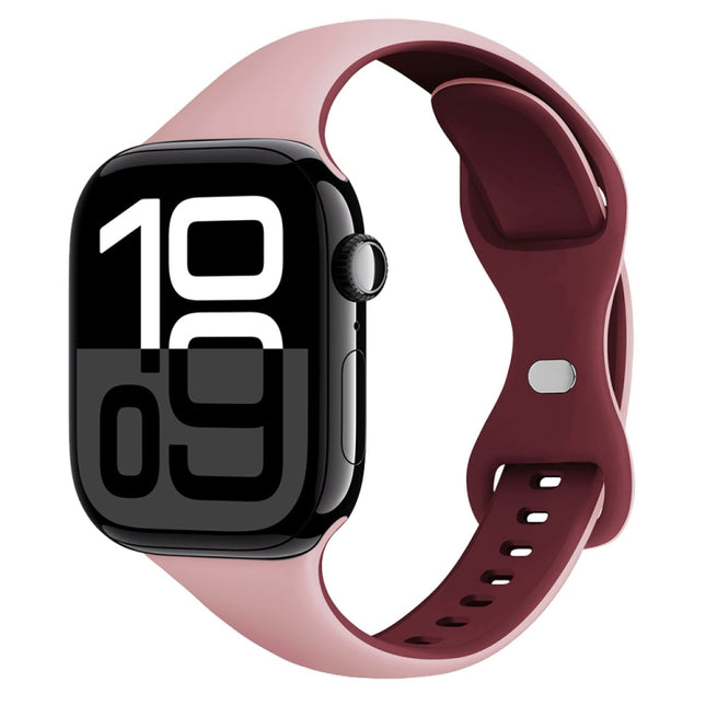 Two Color Slim Butterfly Buckle Silicone Watch Band, For Apple Watch Series 10 46mm, For Apple Watch Series 10 42mm, For Apple Watch SE 2023 44mm, For Apple Watch SE 2023 40mm, For Apple Watch Ultra 2 49mm, For Apple Watch Series 9 45mm - DealBuddy