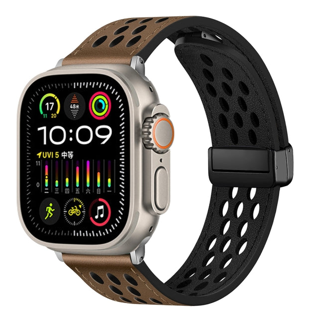 Hole Style Folding Buckle PU Leather Watch Band