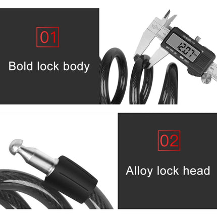 Bicycle Portable Anti-theft Lock Steel Cable Lock with Lock Frame - DealBuddy