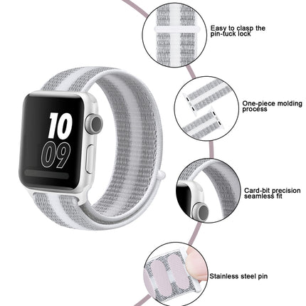 Nylon Loop Watchband, For Apple Watch Series 8&7 41mm / SE 2&6&SE&5&4 40mm / 3&2&1 38mm, For Apple Watch Ultra 49mm / Series 8&7 45mm / SE 2&6&SE&5&4 44mm / 3&2&1 42mm