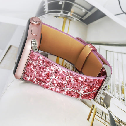 Glitter Sequins Leather Replacement Strap Watchband, For Apple Watch 5 & 4 44mm / 3 & 2 & 1 42mm, For Apple Watch Series 7 41mm / 6 & SE & 5 & 4 40mm / 3 & 2 & 1 38mm, For Apple Watch Series 8&7 41mm / SE 2&6&SE&5&4 40mm / 3&2&1 38mm - DealBuddy