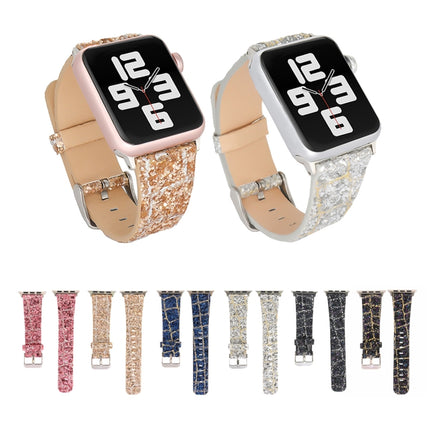 Glitter Sequins Leather Replacement Strap Watchband, For Apple Watch 5 & 4 44mm / 3 & 2 & 1 42mm, For Apple Watch Series 7 41mm / 6 & SE & 5 & 4 40mm / 3 & 2 & 1 38mm, For Apple Watch Series 8&7 41mm / SE 2&6&SE&5&4 40mm / 3&2&1 38mm - DealBuddy