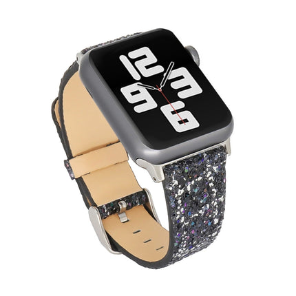 Glitter Sequins Leather Replacement Strap Watchband, For Apple Watch 5 & 4 44mm / 3 & 2 & 1 42mm, For Apple Watch Series 7 41mm / 6 & SE & 5 & 4 40mm / 3 & 2 & 1 38mm, For Apple Watch Series 8&7 41mm / SE 2&6&SE&5&4 40mm / 3&2&1 38mm - DealBuddy