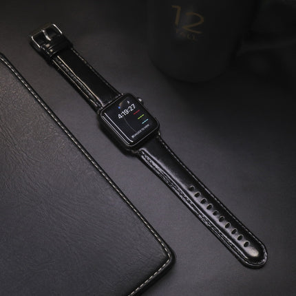 Round Tail Retro Crazy Horse Texture Genuine Leather Replacement Strap Watchband, For Apple Watch 5 & 4 44mm / 3 & 2 & 1 42mm, For Apple Watch Series 7 41mm / 6 & SE & 5 & 4 40mm / 3 & 2 & 1 38mm - DealBuddy