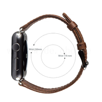 Round Tail Retro Crazy Horse Texture Genuine Leather Replacement Strap Watchband, For Apple Watch 5 & 4 44mm / 3 & 2 & 1 42mm, For Apple Watch Series 7 41mm / 6 & SE & 5 & 4 40mm / 3 & 2 & 1 38mm - DealBuddy