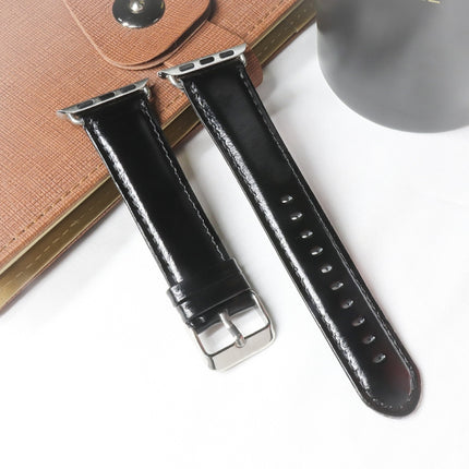 Round Tail Retro Crazy Horse Texture Genuine Leather Replacement Strap Watchband, For Apple Watch 5 & 4 44mm / 3 & 2 & 1 42mm, For Apple Watch Series 7 41mm / 6 & SE & 5 & 4 40mm / 3 & 2 & 1 38mm - DealBuddy