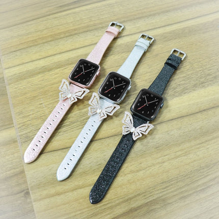 Bowknot Glitter Diamond Replacement Strap Watchband, For Apple Watch 5 & 4 44mm / 3 & 2 & 1 42mm - DealBuddy
