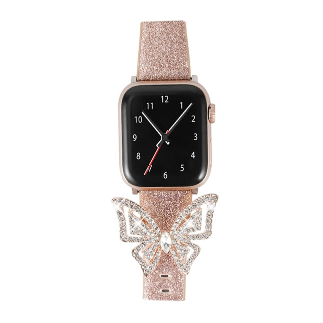 Bowknot Glitter Diamond Replacement Strap Watchband, For Apple Watch 5 & 4 44mm / 3 & 2 & 1 42mm - DealBuddy