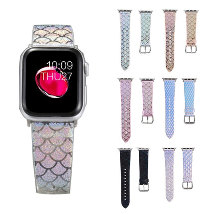 Discolor Glitter Fish Scale Texture Replacement Strap Watchband, For Apple Watch 5 & 4 40mm / 3 & 2 & 1 38mm, For Apple Watch 5 & 4 44mm / 3 & 2 & 1 42mm - DealBuddy