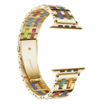 Stainless Steel + Resin Watch Wrist Strap, For Apple Watch 5 & 4 44mm / 3 & 2 & 1 42mm, For Apple Watch Series 8&7 41mm / SE 2&6&SE&5&4 40mm / 3&2&1 38mm, For Apple Watch Series 7 41mm / 6 & SE & 5 & 4 40mm / 3 & 2 & 1 38mm - DealBuddy