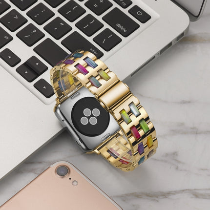 Stainless Steel + Resin Watch Wrist Strap, For Apple Watch 5 & 4 44mm / 3 & 2 & 1 42mm, For Apple Watch Series 8&7 41mm / SE 2&6&SE&5&4 40mm / 3&2&1 38mm, For Apple Watch Series 7 41mm / 6 & SE & 5 & 4 40mm / 3 & 2 & 1 38mm - DealBuddy