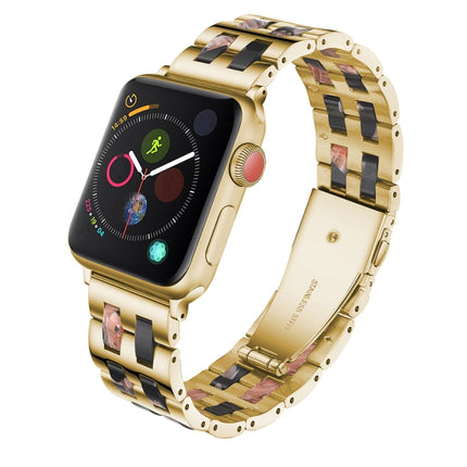 Stainless Steel + Resin Watch Wrist Strap, For Apple Watch 5 & 4 44mm / 3 & 2 & 1 42mm, For Apple Watch Series 8&7 41mm / SE 2&6&SE&5&4 40mm / 3&2&1 38mm, For Apple Watch Series 7 41mm / 6 & SE & 5 & 4 40mm / 3 & 2 & 1 38mm - DealBuddy