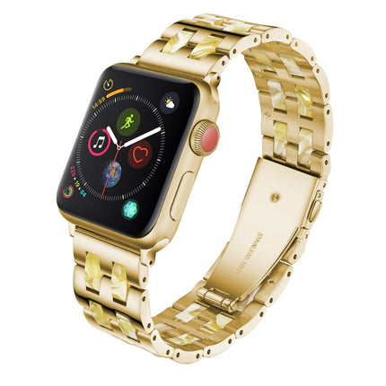 Stainless Steel + Resin Watch Wrist Strap, For Apple Watch 5 & 4 44mm / 3 & 2 & 1 42mm, For Apple Watch Series 8&7 41mm / SE 2&6&SE&5&4 40mm / 3&2&1 38mm, For Apple Watch Series 7 41mm / 6 & SE & 5 & 4 40mm / 3 & 2 & 1 38mm - DealBuddy