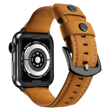 Genuine Leather Replacement Strap Watchband, For Apple Watch 5 & 4 40mm / 3 & 2 & 1 38mm, For Apple Watch 5 & 4 44mm / 3 & 2 & 1 42mm - DealBuddy