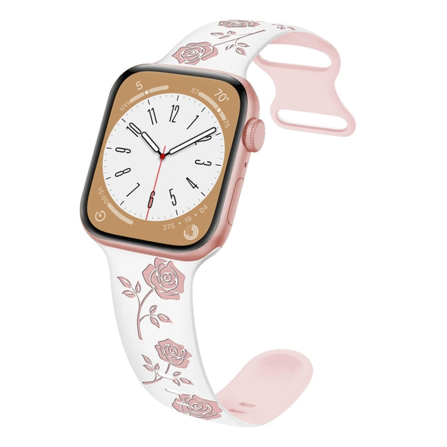 Two-color Rose Engraved Silicone Watch Band