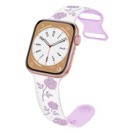 Two-color Rose Engraved Silicone Watch Band, For Apple Watch Series 5 44mm, For Apple Watch Series 5 40mm, For Apple Watch Series 4 44mm, For Apple Watch Series 4 40mm, For Apple Watch Series 3 38mm, For Apple Watch Series 3 42mm - DealBuddy
