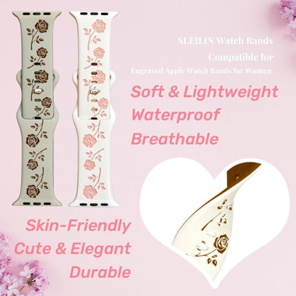 Two-color Rose Engraved Silicone Watch Band, For Apple Watch Series 5 44mm, For Apple Watch Series 5 40mm, For Apple Watch Series 4 44mm, For Apple Watch Series 4 40mm, For Apple Watch Series 3 38mm, For Apple Watch Series 3 42mm - DealBuddy
