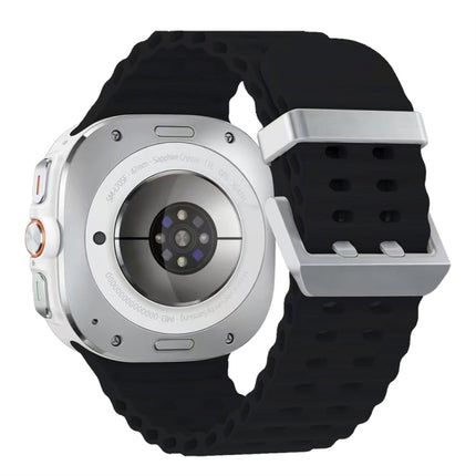 Ocean Dual Silver Buckle Silicone Watch Band