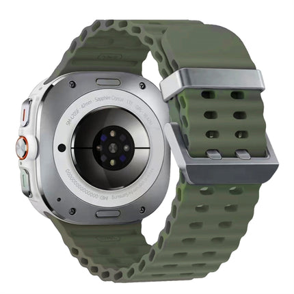 Ocean Dual Silver Buckle Silicone Watch Band