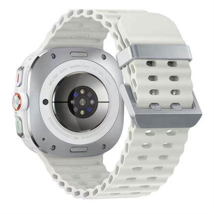 Ocean Dual Silver Buckle Silicone Watch Band, For Samsung Galaxy Watch Ultra 47mm / Ultra 2025 - DealBuddy