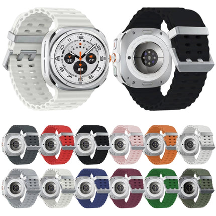 Ocean Dual Silver Buckle Silicone Watch Band, For Samsung Galaxy Watch Ultra 47mm / Ultra 2025 - DealBuddy