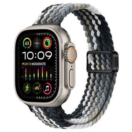 Slim Magnetic Buckle Nylon Braided Watch Band, For Apple Watch Ultra 2 49mm, For Apple Watch Series 9 45mm