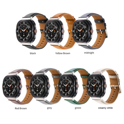 Plain Genuine Leather Watch Band, For Samsung Galaxy Watch Ultra 47mm / Ultra 2025 - DealBuddy