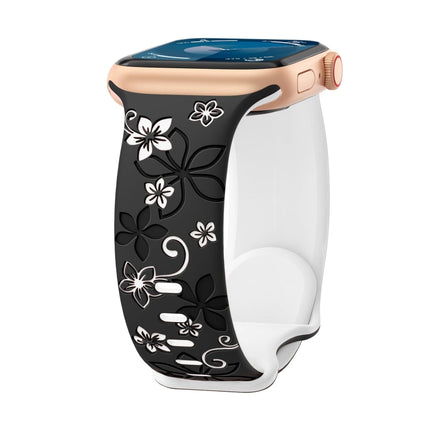 Bauhinia Two-color Embossed Silicone Watch Band, For Apple Watch Series 5 44mm, For Apple Watch Series 5 40mm, For Apple Watch Series 4 44mm, For Apple Watch Series 4 40mm, For Apple Watch Series 3 38mm, For Apple Watch Series 3 42mm - DealBuddy