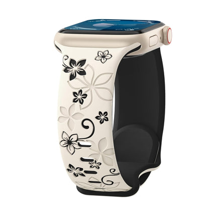 Bauhinia Two-color Embossed Silicone Watch Band, For Apple Watch Series 5 44mm, For Apple Watch Series 5 40mm, For Apple Watch Series 4 44mm, For Apple Watch Series 4 40mm, For Apple Watch Series 3 38mm, For Apple Watch Series 3 42mm - DealBuddy