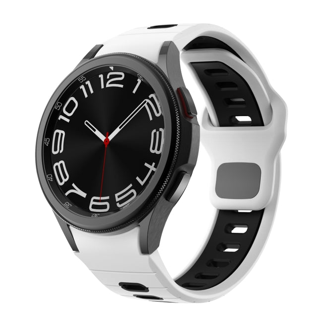 Two Color Stripes Reverse Buckle Silicone Watch Band, For Samsung Galaxy Watch 7 / 6 - DealBuddy