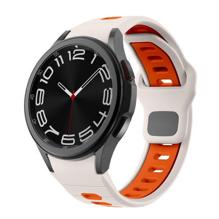 Two Color Stripes Reverse Buckle Silicone Watch Band, For Samsung Galaxy Watch 7 / 6 - DealBuddy