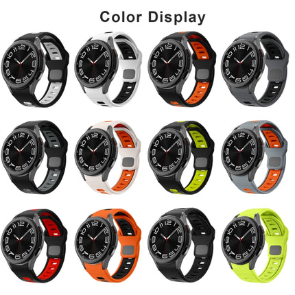 Two Color Stripes Reverse Buckle Silicone Watch Band, For Samsung Galaxy Watch 7 / 6 - DealBuddy
