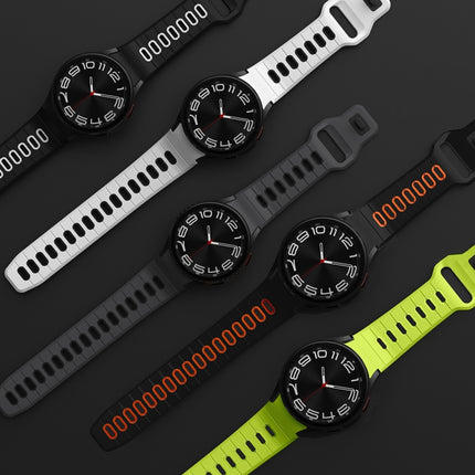 Two Color Stripes Reverse Buckle Silicone Watch Band, For Samsung Galaxy Watch 7 / 6 - DealBuddy
