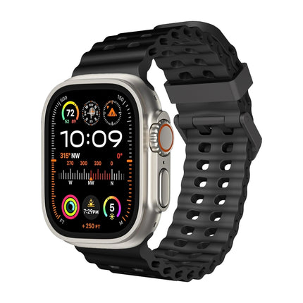 Ocean Dual-Row Hole Silicone Watch Band, For Apple Watch SE 2023 44mm, For Apple Watch Ultra 2 49mm, For Apple Watch Series 9 45mm