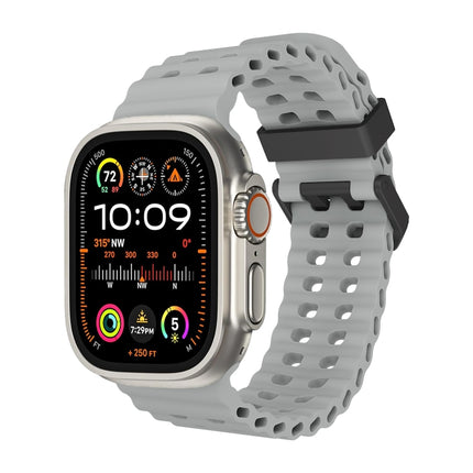 Ocean Dual-Row Hole Silicone Watch Band, For Apple Watch SE 2023 44mm, For Apple Watch Ultra 2 49mm, For Apple Watch Series 9 45mm