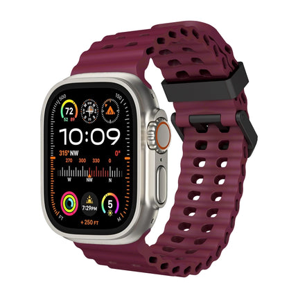 Ocean Dual-Row Hole Silicone Watch Band, For Apple Watch Ultra 49mm, For Apple Watch Series 8 45mm, For Apple Watch SE 2022 44mm