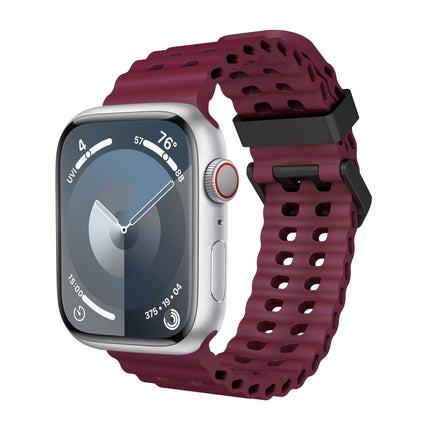 Ocean Dual-Row Hole Silicone Watch Band, For Apple Watch Ultra 49mm, For Apple Watch Series 8 45mm, For Apple Watch SE 2022 44mm