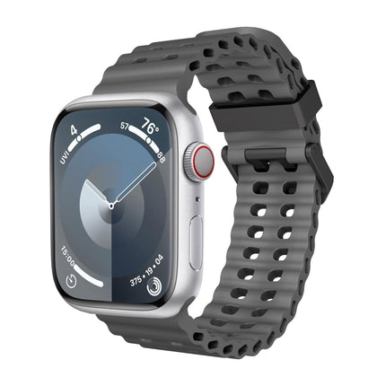 Ocean Dual-Row Hole Silicone Watch Band, For Apple Watch Series 5 44mm, For Apple Watch Series 4 44mm, For Apple Watch Series 3 42mm - DealBuddy