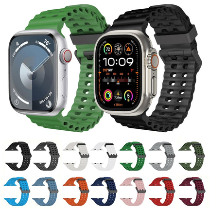 Ocean Dual-Row Hole Silicone Watch Band, For Apple Watch Ultra 49mm, For Apple Watch Series 8 45mm, For Apple Watch SE 2022 44mm