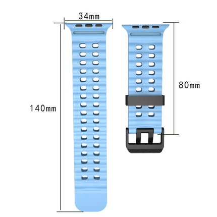 Ocean Dual-Row Hole Silicone Watch Band, For Apple Watch SE 2023 44mm, For Apple Watch Ultra 2 49mm, For Apple Watch Series 9 45mm