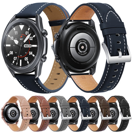 Genuine Leather Silver Buckle Replacement Strap Watchband, For Samsung Galaxy Watch3 45mm, For Samsung Galaxy Watch3 41mm - DealBuddy