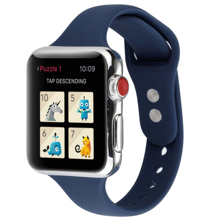 Thin Silicone Double Buckle Replacement Wrist Strap, For Apple Watch Series 7 41mm / 6 & SE & 5 & 4 40mm / 3 & 2 & 1 38mm, For Apple Watch Series 8&7 41mm / SE 2&6&SE&5&4 40mm / 3&2&1 38mm - DealBuddy
