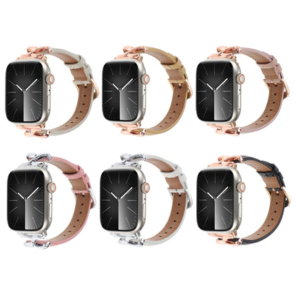X-shaped Buckle Dot Texture Genuine Leather Watch Band, For Apple Watch 46mm / 49mm / 45mm / 44mm, For Apple Watch 42mm / 41mm / 40mm / 38mm - DealBuddy