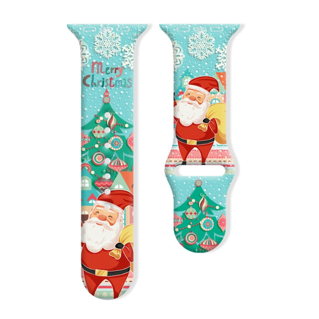 Christmas Pattern Reverse Buckle Silicone Watch Band