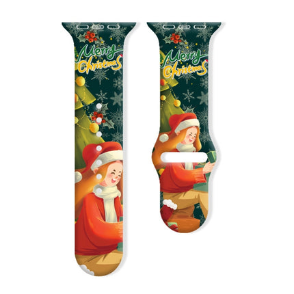 Christmas Pattern Reverse Buckle Silicone Watch Band